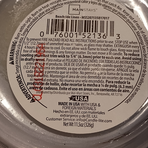 NEW! Mainstays Beachside Linen Candle 11.5oz - Picture 7 of 7